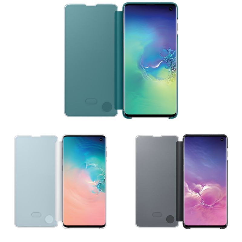 Samsung Galaxy S10 Original Clear View Case Flip Cover Casing Berdiri Kesing Tutup