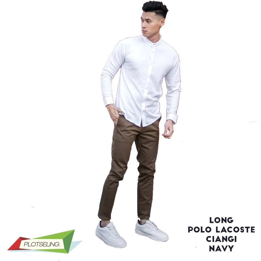 Kemeja Koko CASUAL Pria Lengan Panjang Kerah Ciangi IMPORT HIGH QUALITY - POLO LACOS PIQUE ORIGINAL