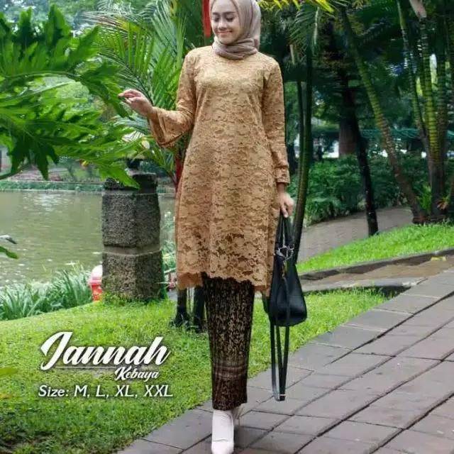 Setelan kebaya tudung tunik kinanti / kebaya modern / kebaya syar'i / kebaya kondangan