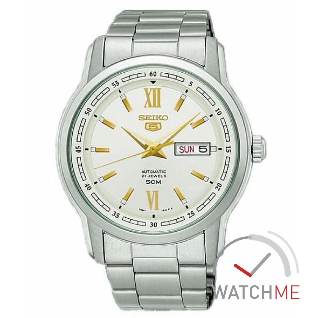 Jam Tangan Seiko 5 SNKP15 Automatic White Dial 50m Stainless Steel Original Bergaransi