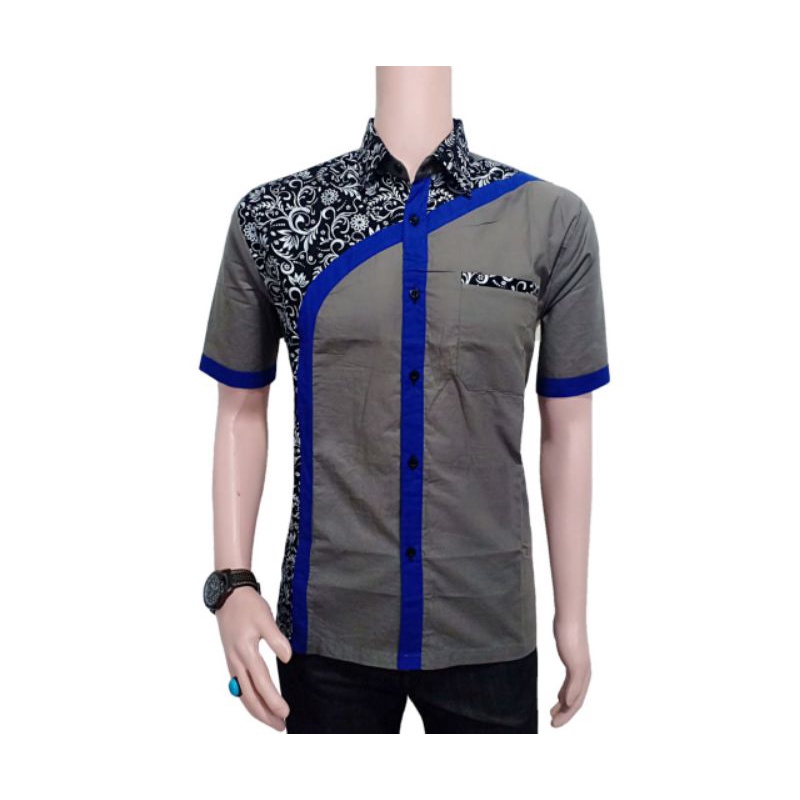 Maura/Couple Kombinasi/Sania Ruffle Batik Couple Pesta S.M.L.XL.XXL-Cowok Abu