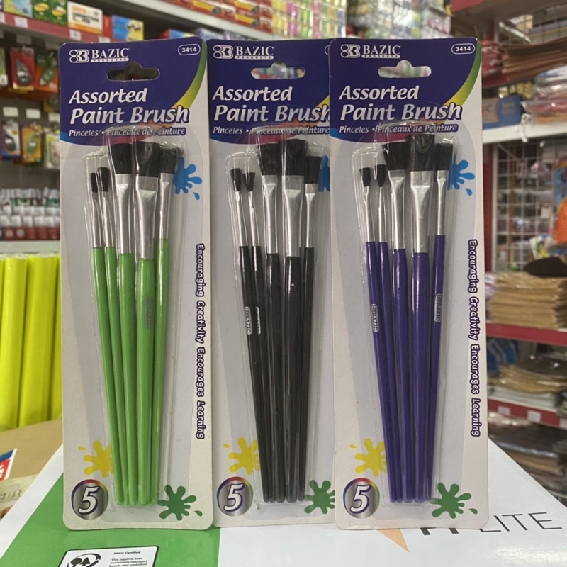 

Kuas lukis set BAZIC 3414 / assorted paint brush bazic 3414 (1set isi 5 kuas)