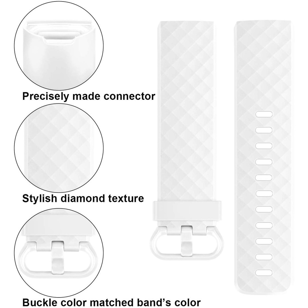 Tali Jam Silicone Strap Band Diamond Pattern for Fitbit Charge 3 Charge 4