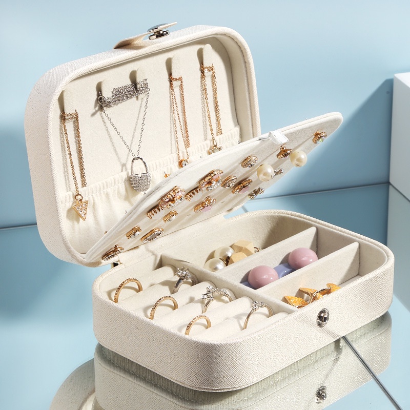 Kotak Tempat Kotak Perhiasan Mini Kotak Perhiasan Travel Jewelry Box Penyimpanan Anting Kalung Gelang Cincin Emas Portable  jewelry box