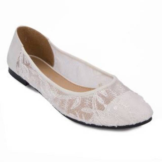 Nevada Flat Shoes Flower Orchid - Putih