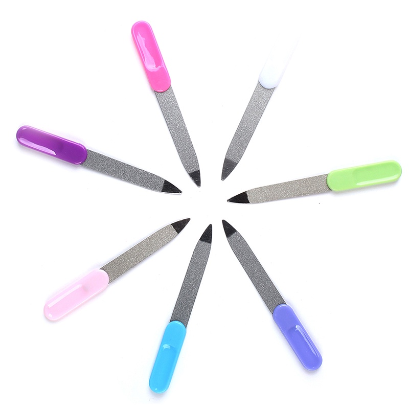 2pcs Kikir Kuku Dua Sisi Bahan stainless steel metal Untuk manicure / pedicure