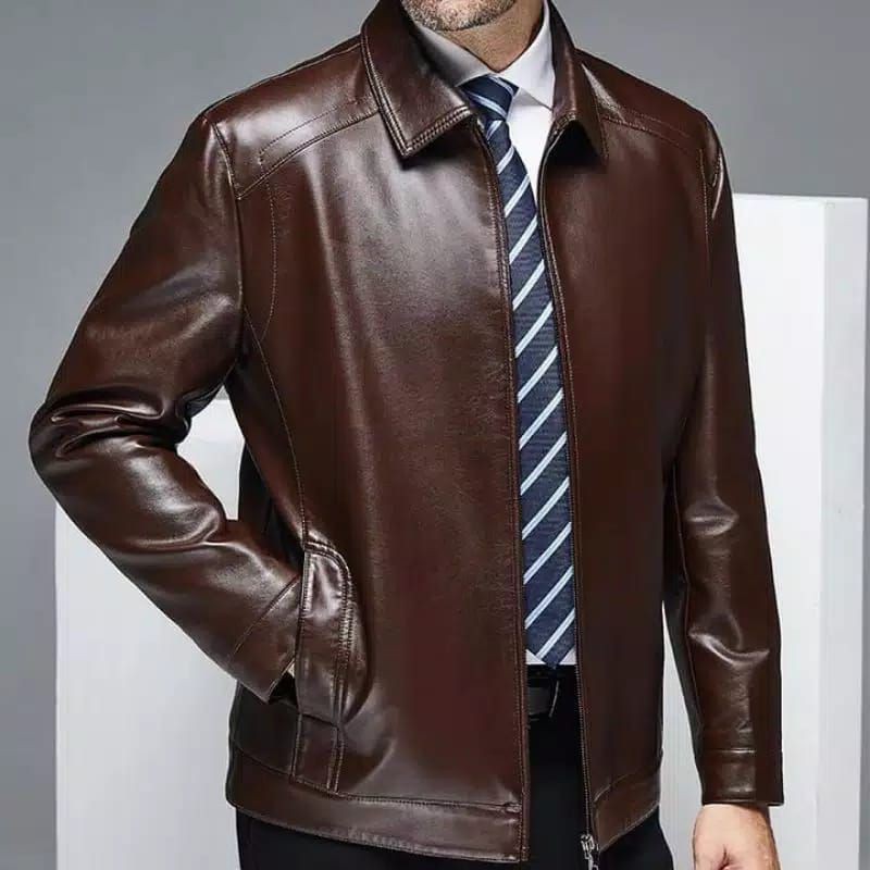 jaket kulit asli pria model kerah-jaket kulit asli domba Garut-jaket kulit original