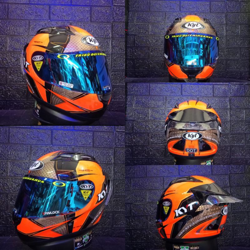 KYT HELM RC7#18 BLACK ORANGE PAKET KOMPLIT TERMURAH SNI DOT