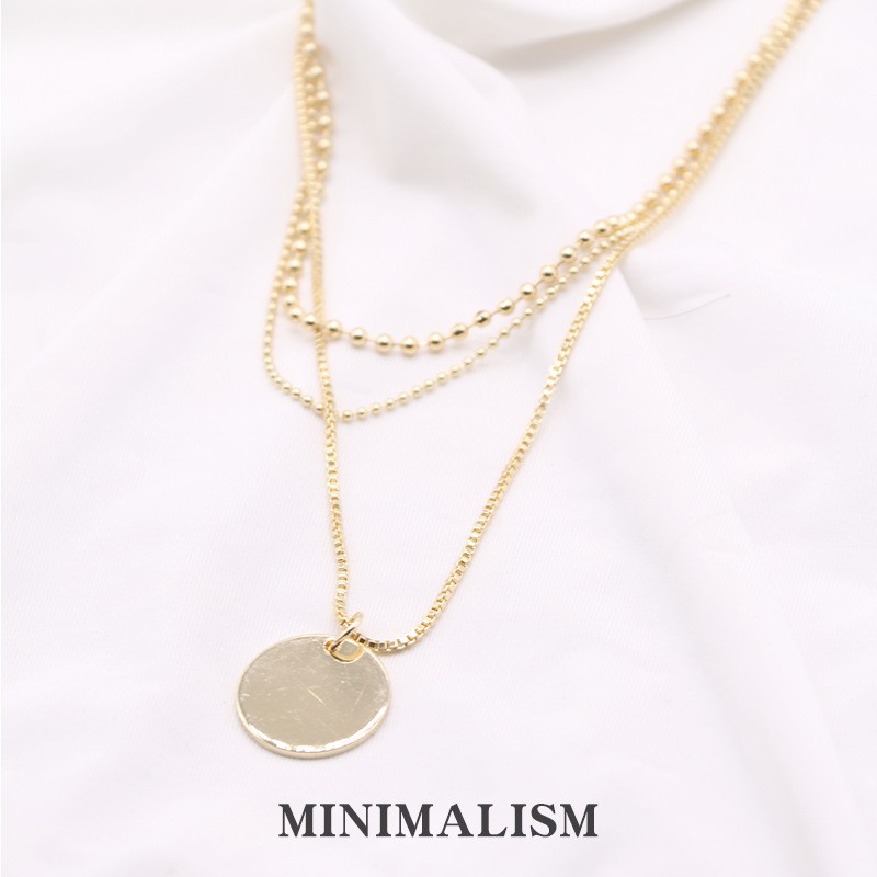 Kalung Multilayer Desain Disk Bahan Metal Untuk Anak Perempuan