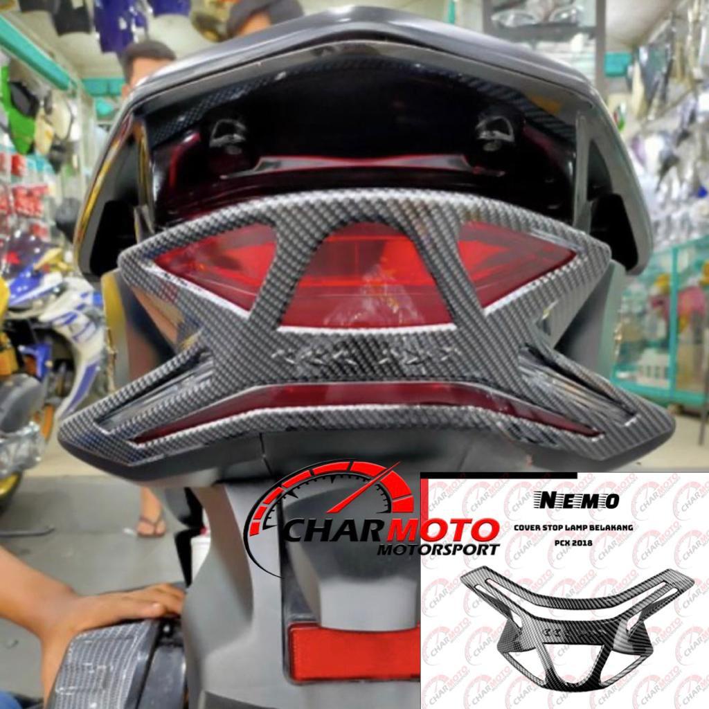 Cover Tutup Lampu Stoplamp Belakang Carbon Nemo Honda PCX 2018 Karbon Original PNP - Charmoto