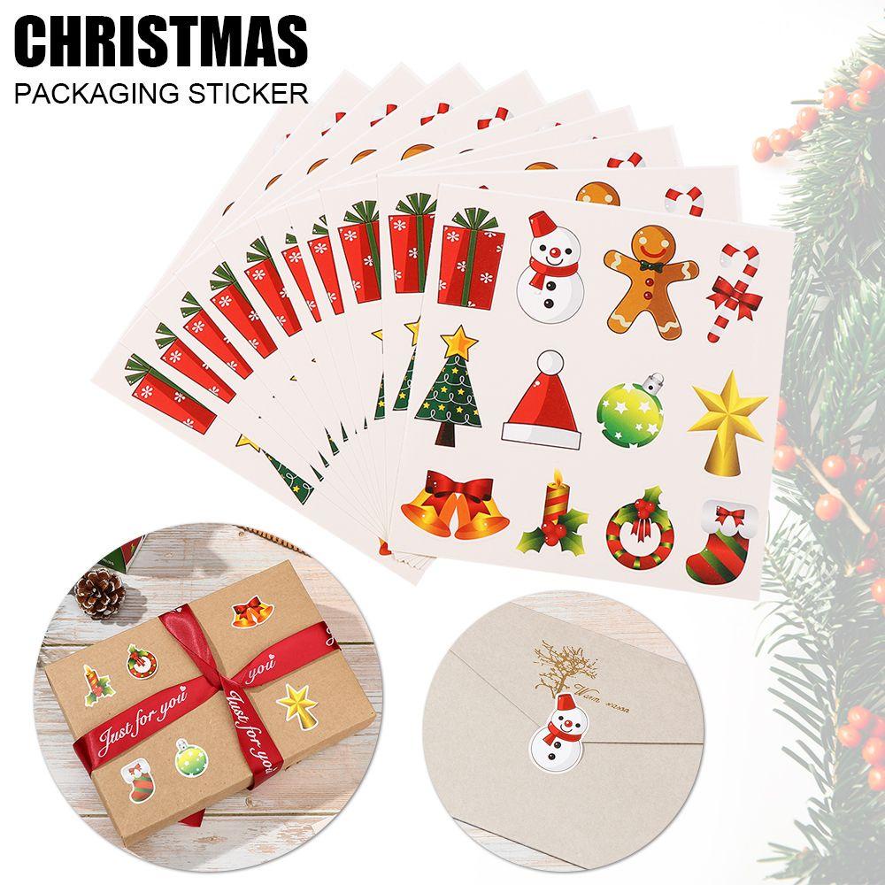 Solighter 120pcs Kemasan Sticker Decor DIY Handmade Tag Natal