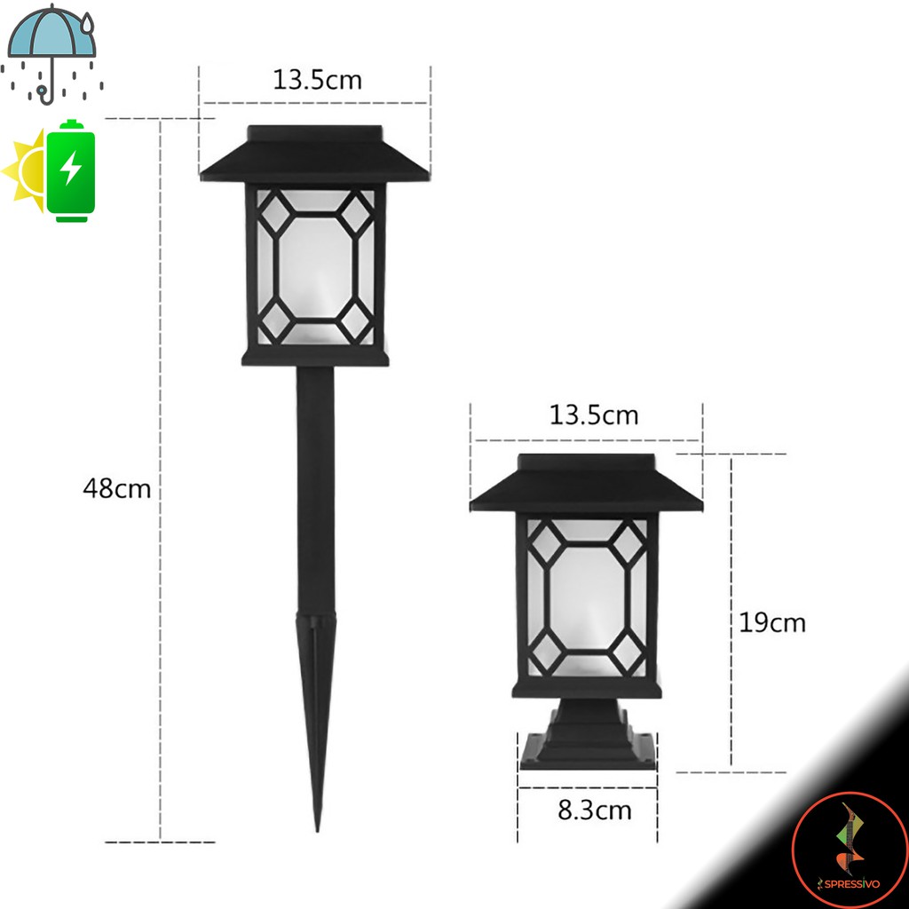 Lampu taman solar Tancap / Berdiri 2 LED tenaga surya matahari klasik