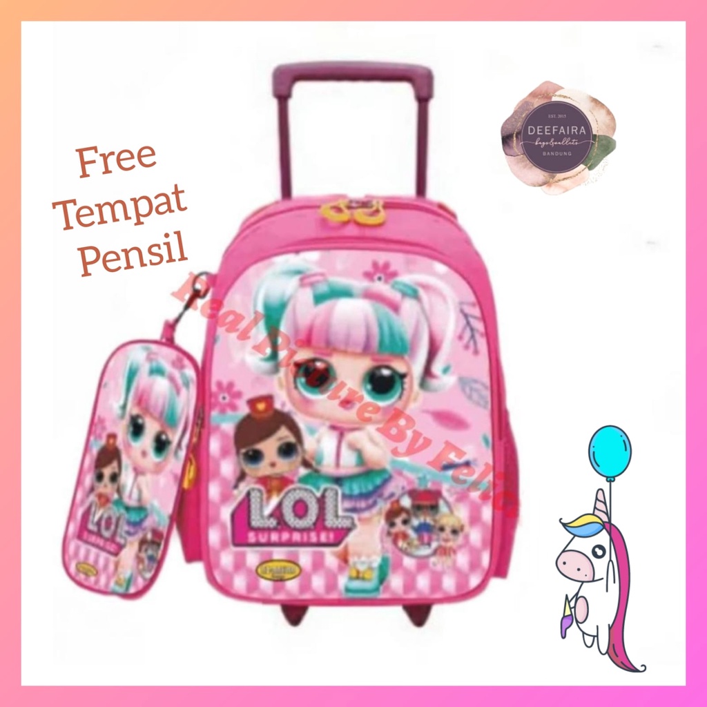 Tas Ransel Troli Anak Perempuan Model L0L Pj2 Lucu Menggemaskan Untuk Tk Sd