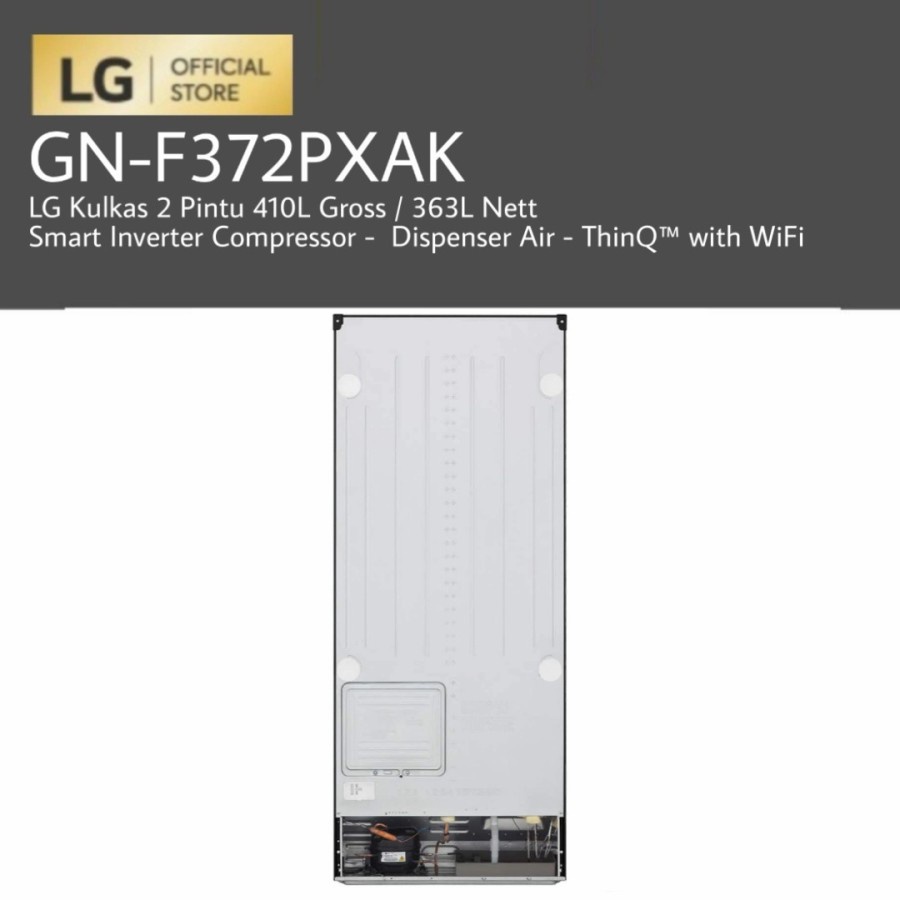 LG GN-F372PXAK / GNF372PXAK Kulkas 2 Pintu 410L - Dispenser - ThinQ