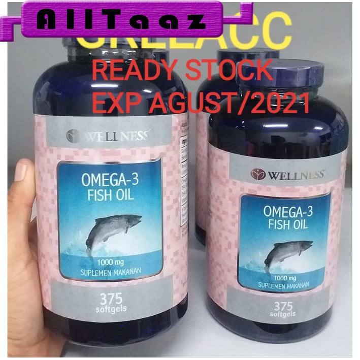 375 tab WELLNESS Omega 3 Natural Fish Oil BPOM 1000MG Omega3 1000 mg