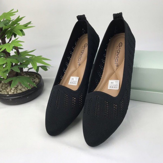 Sepatu Flat Wanita Slip On Bahan Rajut Import DO-11 GRAVICI