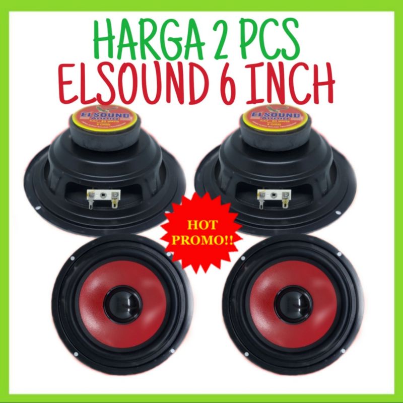 Promo 2 Pcs Speaker Elsound 6 inch 6 Mkr Merah 80 Watt