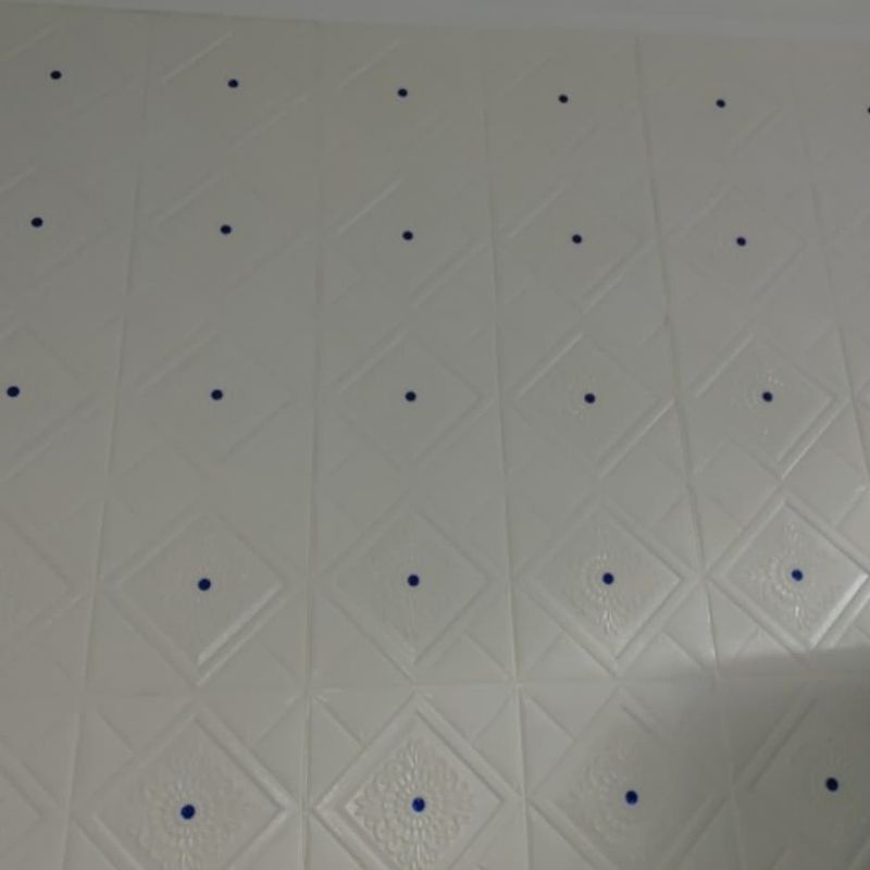 wallpaper sticker foam premium permukaan timbul motif batik wajik Ruby biru