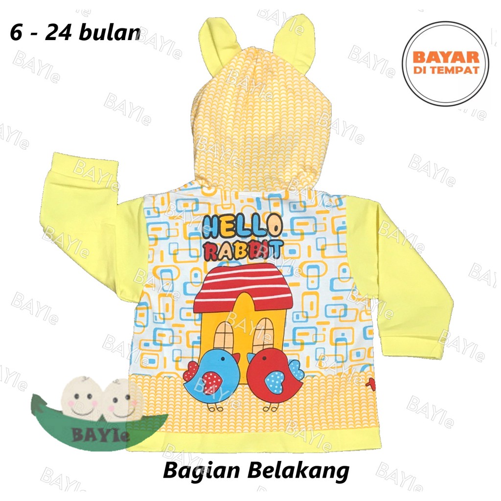 BAYIe - Jaket Bayi/Anak topi motif Rabbit LITTLE usia 6 -24 bulan /Mantel bayi/sweeter anak