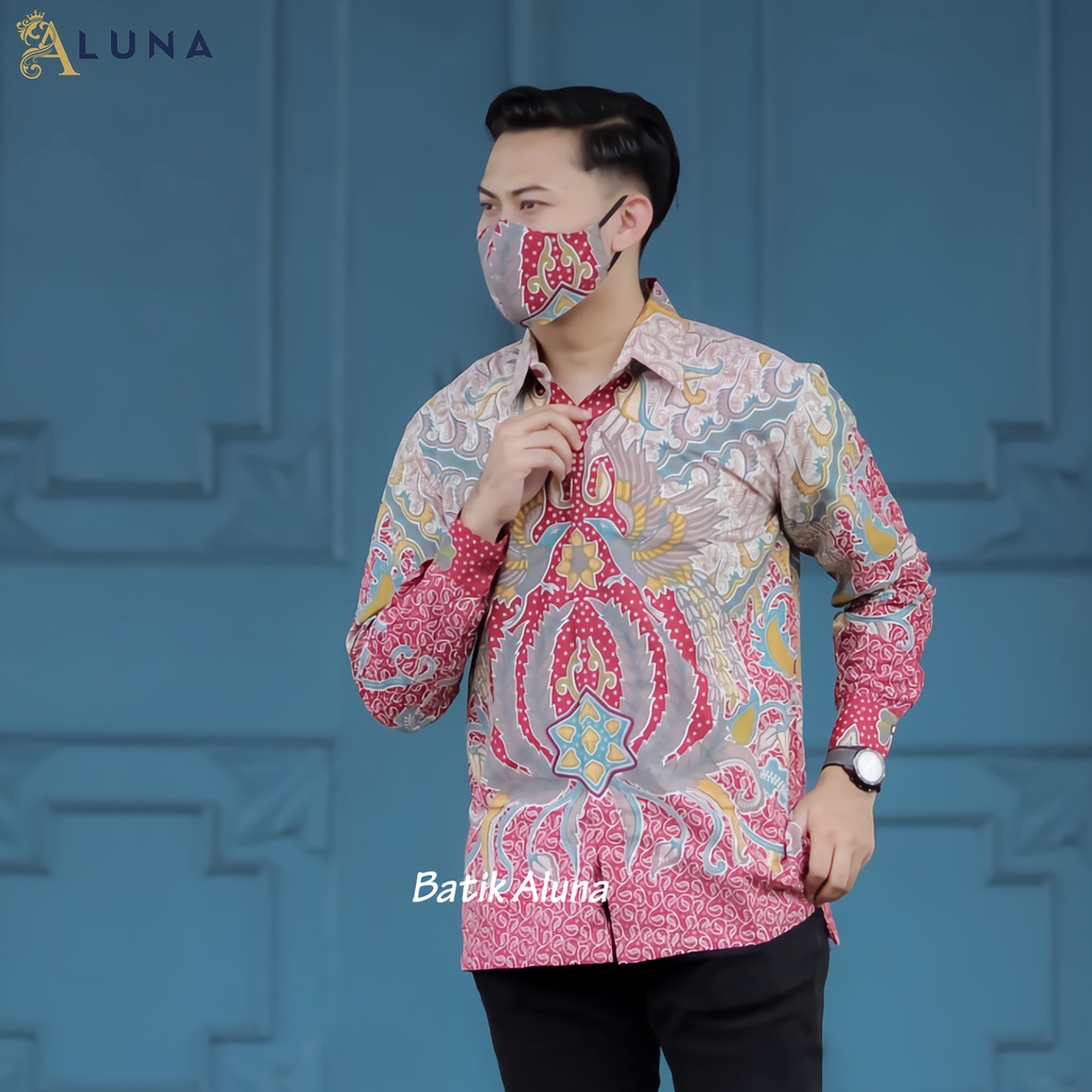 KEMEJA BATIK PRIA PREMIUM LENGAN PANJANG REGULAR BATIK ALUNA PCW 073