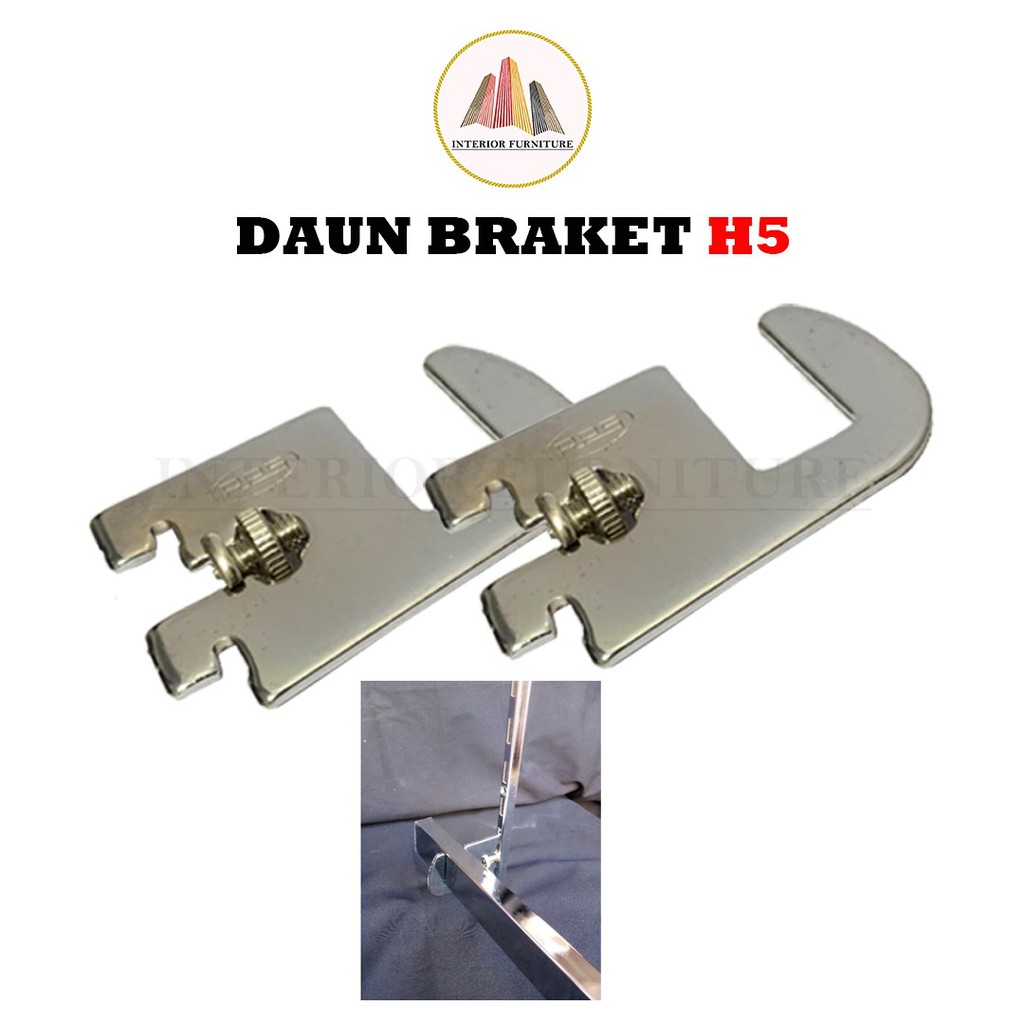 Bracket Pipa Kotak 5 cm Stainless Steel - Daun Braket H5 - Braket Dinding Kaca