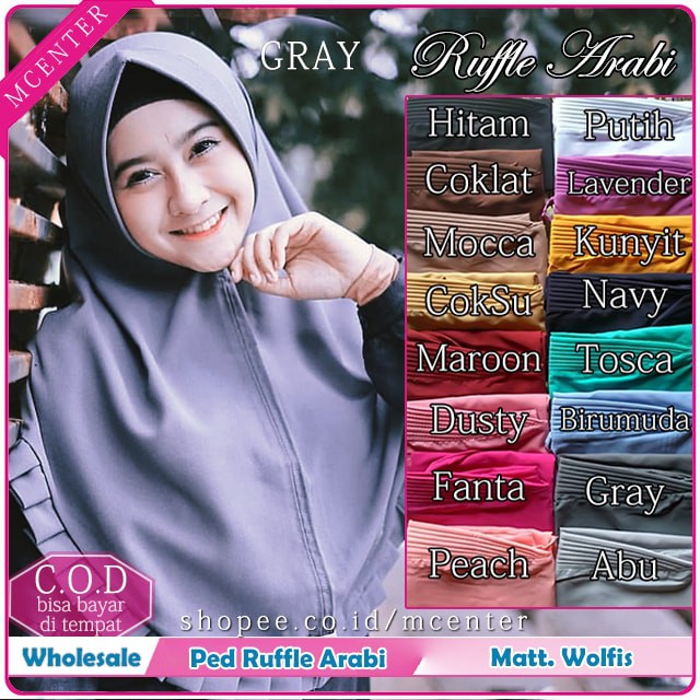 JILBAB KHIMAR PED RUFFLE ARABI MURAH