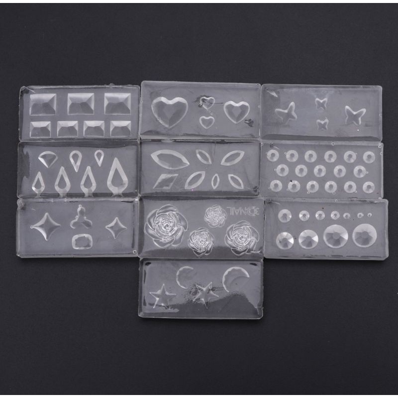 Siy 10pcs Cetakan Silikon Bentuk Daunbunga Untuk Nail Art Uv Gel Akrilik Diy