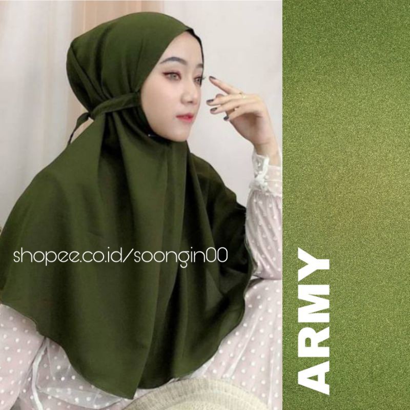 Hijab Bergo Maryam Non Oad Diamond Warna Army Shopee Indonesia