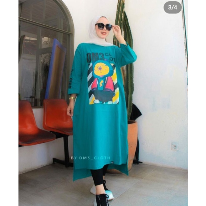 Midi Dress Long Tunik Original DM3 Cloth Bahan Cotton Combed 20s Tebal Terbaru 2022 Terlaris Teddy B