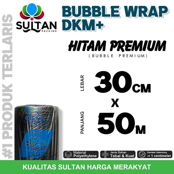 

Plastik Bubble Wrap 30cm x 50m HITAM PREMIUM DKM PLUS TERMURAH / ROLL