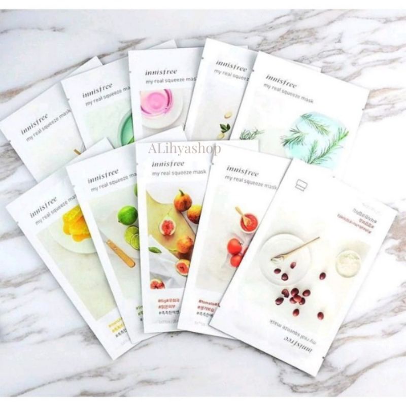 Masker innisfree , INNISFREE MY REAL SQUEEZE SHEET MASK NEW PACKING ORIGINAL