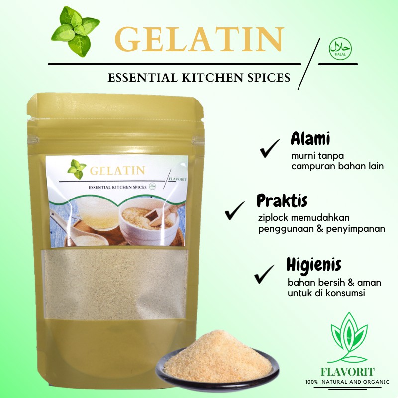 

Gelatin Bubuk Gelatine Powder Halus Halal Komedo Ekstrak Kolagen Sapi Bubuk