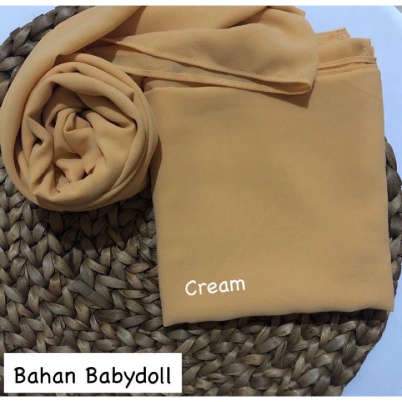 PASHMINA CERUTY BABYDOLL PREMIUM JAHIT TEPI Hijab Jilbab-Cream