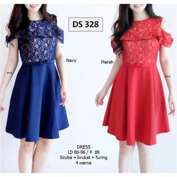 Mini Dress Brukat Minidress Baju Gaun Wanita Murah Brokat Pendek Pesta