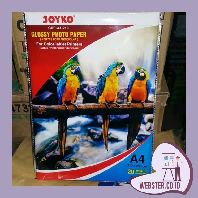 

WE1981 KERTAS PHOTO GLOSY PAPER TOYS KERTAS FOTO 210 GRAM JOYKO A210 A4 ISI 20 LEMBAR BY WEBSTE