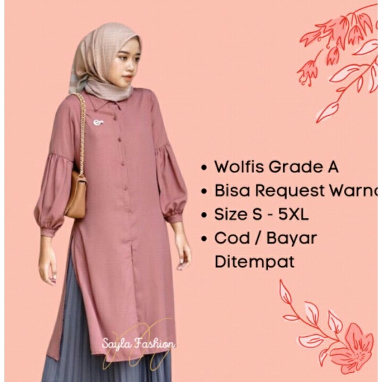 dianara long tunik muslim wolfis premium size jumbo