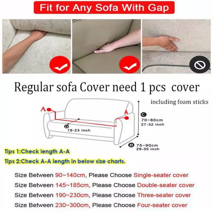 Sofa Cover Ukuran 2 Seat / Sarung Anti Selip / Sarung Kursi Sofa / Sarung Tempat Duduk Sofa