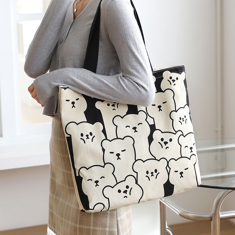 Karomahshop_ VARIAN TOTEBAG - Totebag Motif Kucing MiuMiu - Tas Bahu Wanita Remaja BiuBiu Aestentic 