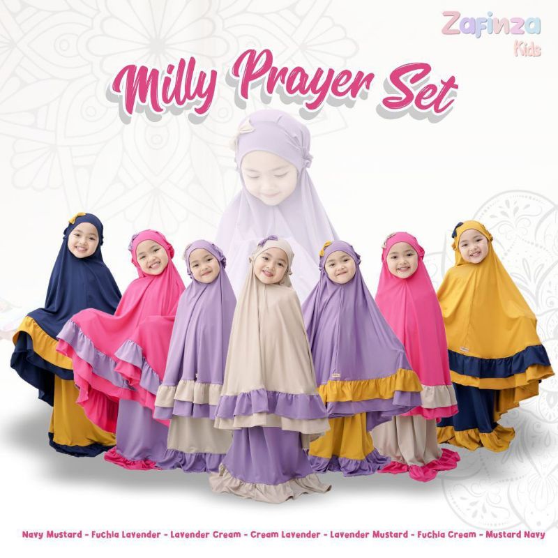 Milly Prayer set Gratis Tas mukena Mukena bayi Mukena anak lucu Mukena kombinasi Mukena Zafinza Orig