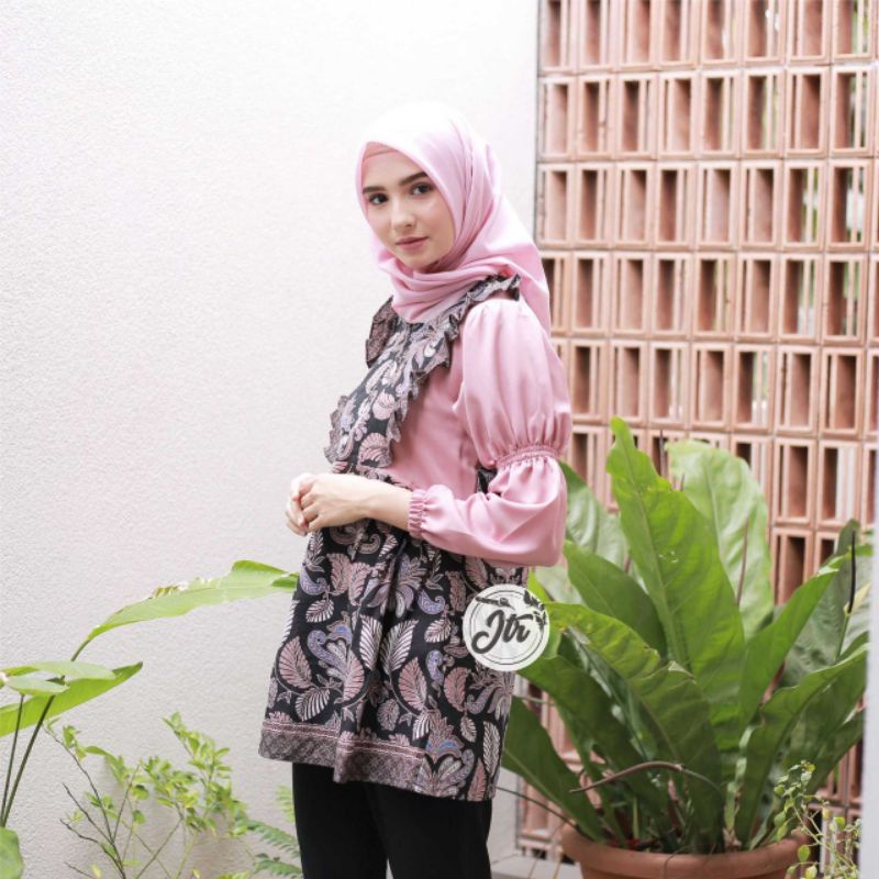 Blouse Batik Seragam Kombinasi Polos