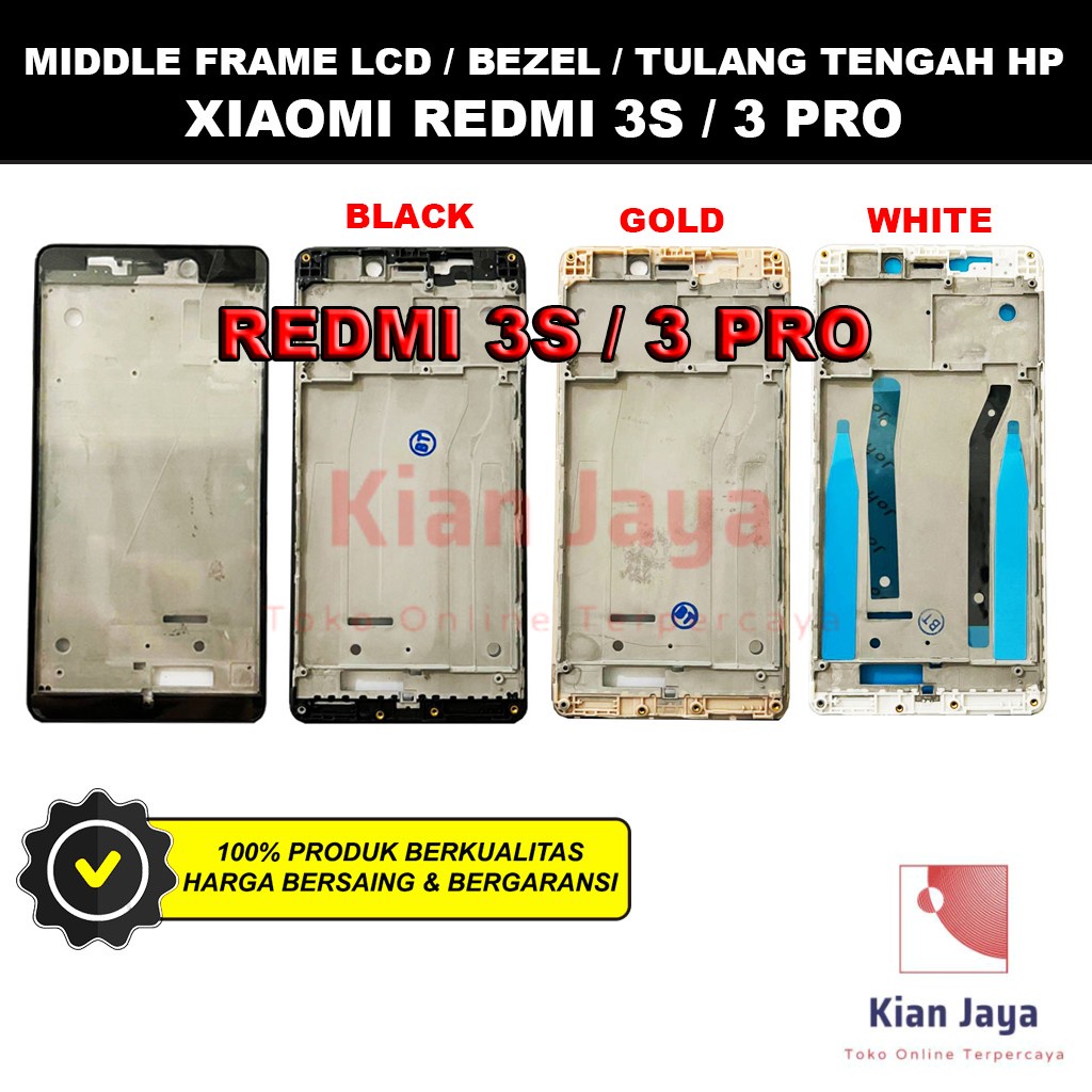 Middle Frame LCD Handphone Xiaomi Redmi 3S / 3 Pro Tulang Casing Tatakan Bezel Bazel Hp