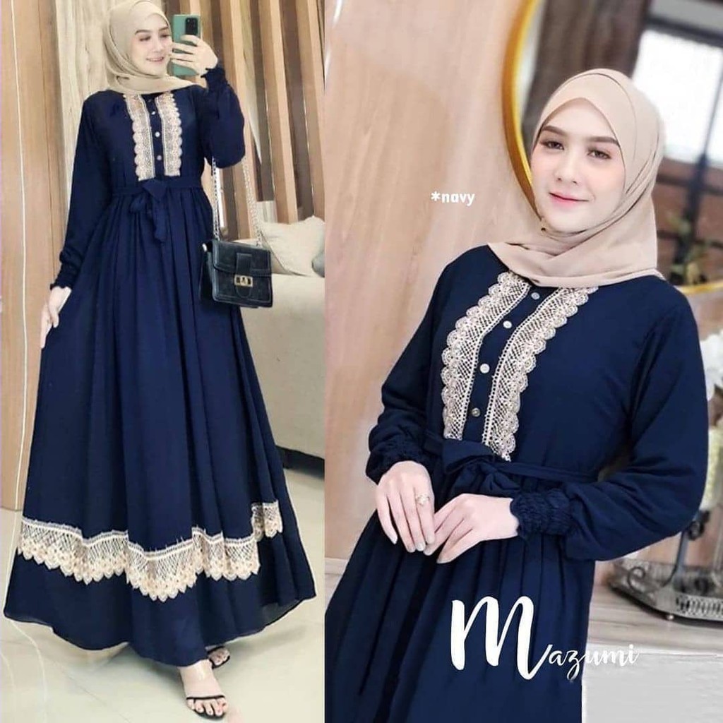 GAMIS WANITA MAJUMI DRESS BAHAN CERUTY BABYDOLL FULL PURING APLIKASI RENDA LD 110 CM PB 138 CM KANCING HIDUP / BUSUI FRIENDLY GAMIS WANITA TERBARU 2023 KEKINIAN DRESS CERUTY PREMIUM MAXY DRESS WANITA JUMBO  BAJU GAMIS MUSLIM MODERN