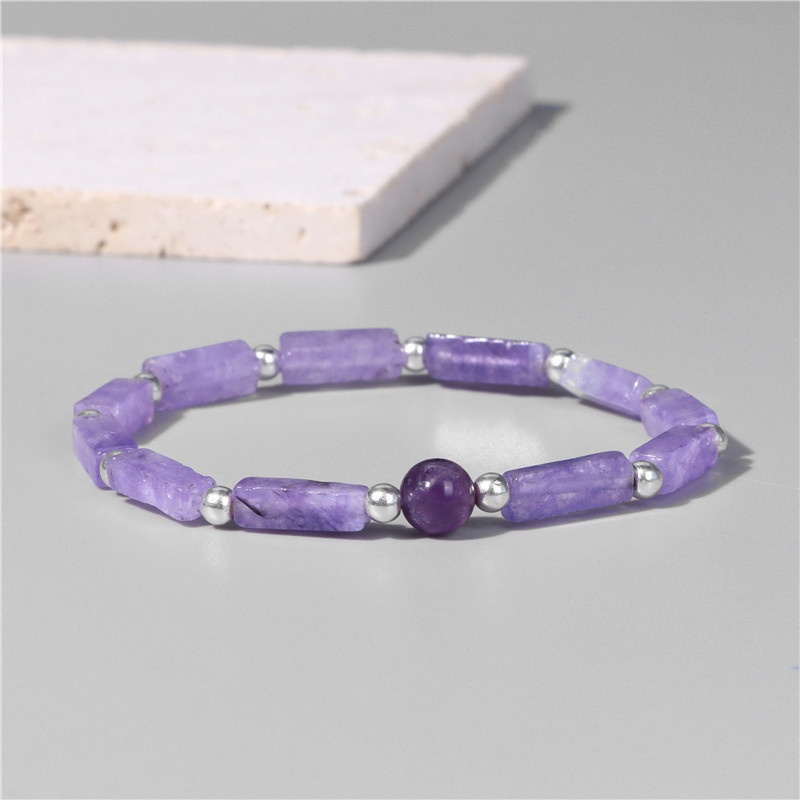 Gelang Manik-Manik Kristal Amethyst Stretch Untuk Wanita