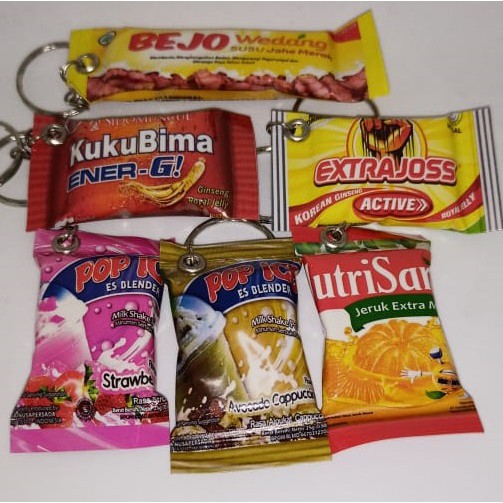 (SKR) GROSIR SOUVENIR UNIK GANTUNGAN KUNCI SNACK INDOMIE KOPI ES KRIM SO NICE-MINUMAN SASET