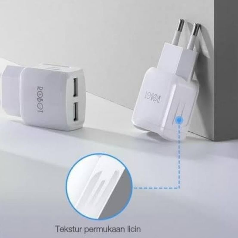 ADAPTOR CHARGER ROBOT RT-K6 BATOK CHARGER ROBOT 2USB KEPALA CASAN ROBOT RT-K6 2USB ORIGINAL