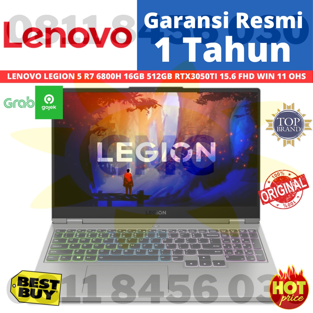 LENOVO LEGION 5 R7 6800H 16GB 512GB SSD RTX3050TI 4GB 15.6 FHD WIN11 OHS