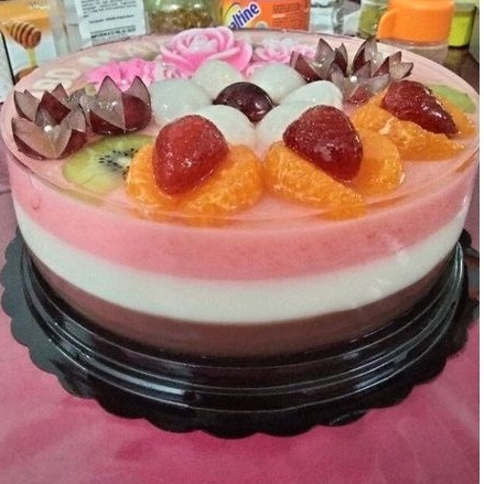 

puding ulang tahun, puding tart buah
