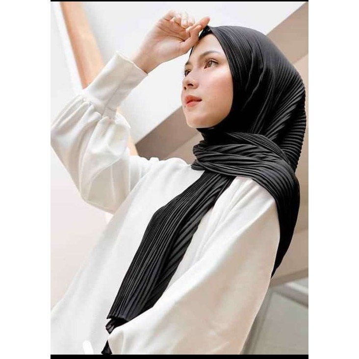 hijab psmina prisket  bahan hyget halus-HITAM