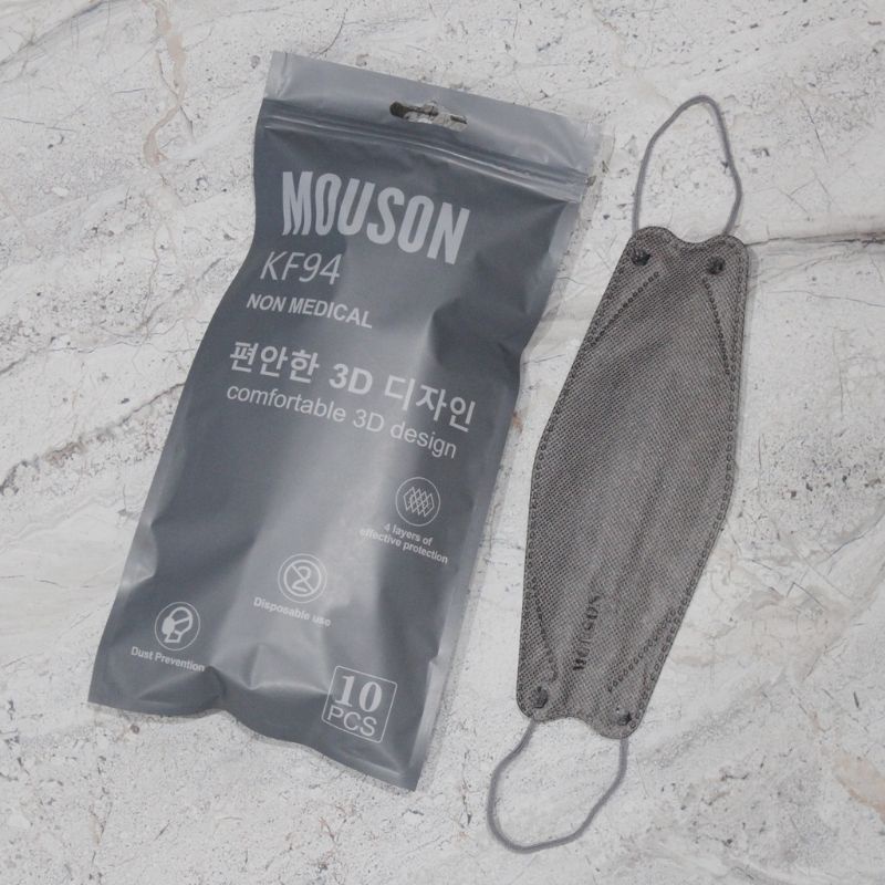 KF94 MASKER FACEMASK MOUSON / CAREION / ONCARE 4PLY ISI 10 PCS WARNA HITAM - PUTIH-ALLGREY MOUSON/ KF94