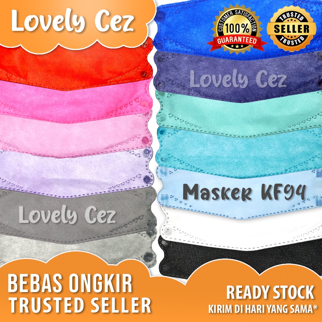 Masker KF94 Import Pink, Violet, Ungu, Biru Tali Senada 4Ply Model 3D (10pcs) Warna Warni